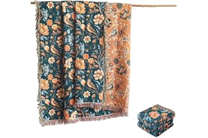 Musselinfilt 150 x 200 cm, 100 % bomull dubbelsidigt boho överkast | Muslin överkast vävd muslinfilt överkast, muslin täcke för säng & soffa (grön