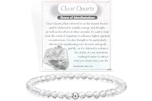 Farfume Bracciali di Perline per Donne, 4mm Bracciale di Cristallo in Argento Sterling 925, Gioielli di Pietra Naturale Regali di Chakra