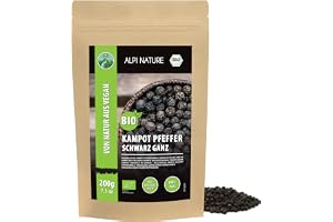 Alpi Nature Kampot Peppar Svart BIO 200g, Ekologisk Hela Pepparkorn, Kampot Svarta Pepparkorn