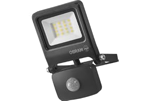 OSRAM ENDURA FLOOD PC 10W LED-strålkastare med sensor, 3000K varmvit, 1000 lumen, IP44-rörelsedetektor för strålkastare, skymningssensor 2–1000 lux