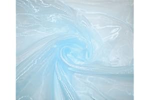 THEFABRICTRADE Premium Crystal Organza Voile Fancy Dress Costume Decorations Fabric 150cm Wide/Sold by The Metre (Light Blue)
