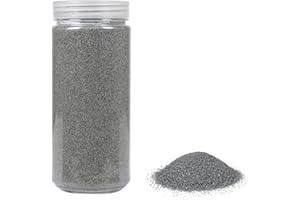 HEKU Arena decorativa gris de alta calidad (aprox. 750 g), grano fino (0,1 – 0,5 mm), lata reutilizable, versátil para decoración y manualidades, color gris