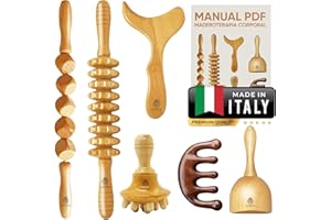 EveryKip® Kit Maderoterapia 6 en 1 Completo, Masajeador Anticelulitico, Rodillo Masaje Muscular, Drenaje linfático, Anticelulitis,Masajeador Celulitis Piernas Y Gluteos,