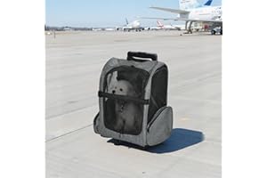 PawHut 2 en 1 Trolley Chariot Sac à Dos Sac de Transport à roulettes pour Chien Chat Gris