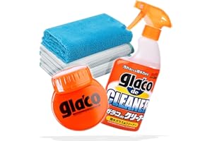 detailmate Car Windscreen Cleaning and Sealing Bundle: Soft99 Glaco de Cleaner Glass Cleaner 400 ml + Soft99 Glaco Roll On Large 120 ml + 2 x Waffle Cloth Polishing Cloth