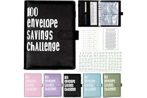 100 Umschläge Geldspar-Herausforderungsbinder-Set, Prefdo Budget Binder Buch Organizer mit Geldumschlägen für 100 Tage Bargeldfüllung, Budgeting Planer Sparen Geld (Schwarz)