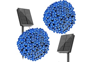 SOLARBABY 2 Guirnalda Luces Exterior Solar,20M 200LED Luces Solares Led Exterior Jardin Cadena de Luces Solares 8 Modos IP65 Luces Navidad Exterior Decoración para Exteriores Interior Fiesta-Azul