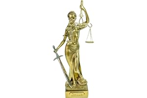 ‎KREMERS SCHATZKISTE Kremers Schatzkiste Justitia Figur 36 cm Skulptur mit Brieföffner goldfarben BGB Göttin der Gerechtigkeit BGB Modern Gesetz Statue Anwalt Geschenk Richter