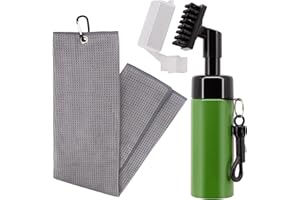 UoQo Golf Club Cleaner Brush With Golf Towel, Green Golf Club Brush Groove Cleaner Golf Club Cleaning Kit, Professional Golf Ball Cleaner With Built In Water Spray Golf Accessories
