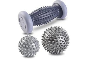 BOENFU Fascia Roller, Foot Hedgehog Ball, Set of 3, Plantar Fasciitis Massager for Relieving Muscle Soreness, Grey