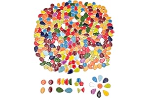 YOZIEMQ Keramik-Mosaik-Fliesen, gemischte Farben, Keramik-Mosaikfliesen zum Basteln, Mosaikfliesen für Heimdekoration oder Bastelarbeiten, Mosaikherstellungszubehör (halbrund, rund, Regentropfen, Blätter,