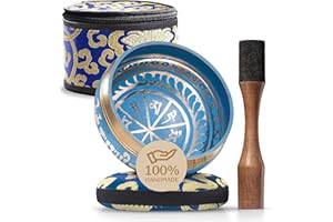 SILENT MIND Authentic Tibetan Singing Bowl Set with Case – Meditation Bowl & Sound Bowl with Cushion, Mallet & Guide – Ancient Tibetan Meditation Bowl for Therapy – Spiritual Decor Enhancements