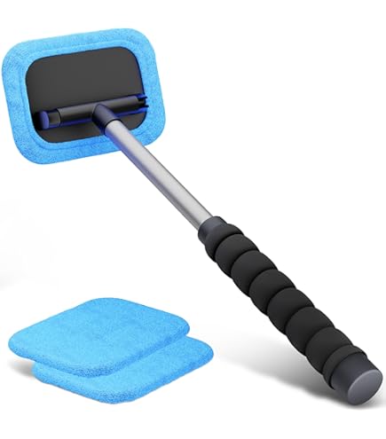 Raclette Téléscopique Pour Pare-brise Et Fenêtres - Double Face (éponge + Grattoir) - Manche Rétractable 48,5-76 Cm