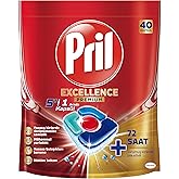 Pril Excellence 5'i 1 Arada Bulaşık Makinesi Deterjanı, 40 Kaps&uuml;l, 40 Ka&uuml;sl