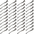 Beayuer 40 Pieces Duck Bill Hair Clips, 3.5 Inch Rustproof Metal Alligator Curl Clips with Holes for Hair Styling, Hair Coloring, Thick Hair Sectioning, Salon, Bows DIY, Silver (40 Pcs, 3.5in Silver)