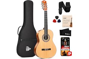 Beginner 36” Classical Acoustic Guitar - 3/4 Junior Size 6 String Linden Wood Guitar w/Gig Bag, Tuner, Nylon Strings, Picks, Strap, For Beginners, Adults