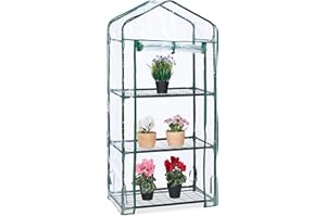 Relaxdays Serra per Il Balcone, in Acciaio e Telo in PVC, Vivaio, Giardinaggio, HLP: 128 x 60 x 40 cm, Verde Trasparente