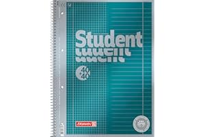 ‎BRUNNEN BRUNNEN Collegeblock Premium Student „DUO“ | A4, kariert/liniert, 80 Blatt, petrol