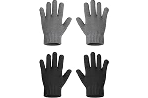 MELLIEX 2 Paires Gants Magiques pour Enfants, Gants en Tricot Extensibles Doigts Complets Hiver Thermique Gants pour Fille Garçons