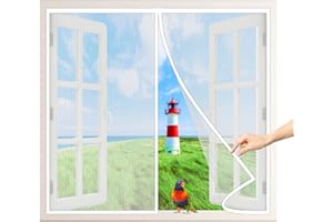 AIPPEI Zanzariera Magnetica, 90x150 cm Tutte le taglie Anti Zanzare Calamite Tenda, Easy to Install, zanzariera Finestra Schermi Fotogramma Intero Zanzariera Magnetica Per Finestre, Bianca P