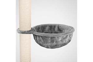 HAPPYPET Universal XL Liegemulde für Kratzbaum Ø 40cm, Große Schlafmulde, Stabiler Metallrahmen, 440g Plüsch, Ersatz-Liegemulde belastbar bis 15kg, Grau