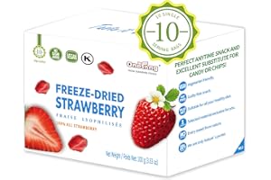 ONETANG Freeze-Dried Fruit Strawberry, 10 Pack Single-Serve Pack, Non GMO, Kosher, No Add Sugar, Gluten free, Vegan, Holiday Gifts, Healthy Snack 0.35 Ounce