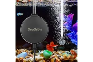 SOUSLOW Pompa ad aria acquario, Mini pompa ad aria ossigeno per acquari con pietra a bolle e valvola di ritegno, kit per pesci 1.3W, 450 ML/H