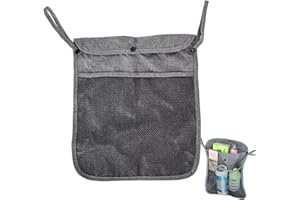 PEIDOG Pram Hanging Bag, Stroller Mesh Cargo Net Stroller Hanging Bag Breathable Grey Linen Multifunctional Quick Dry Out Shopping Bag (Grey)