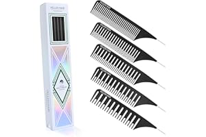 Vellen Hair Ultimate Strähnchen-Kamm-Set Hitzebeständig, PEI-Material 430°F Hitzebeständig, Professionelle Strähnchen Kamm, Balayage-Kamm mit extra langer Edelstahlnadel – 5 Größen (Schwarz)