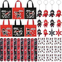 Set 28 Articoli Per Festa Ninja – Fasce, Braccialetti A Scatto E Portachiavi Per Compleanno A Tema