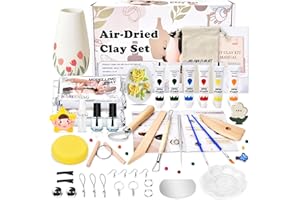 Herenear Kit de poterie en argile à séchage à l'air libre pour débutants, pour la maison, séchage à l'air libre, blanc, pour adultes et enfants, cadeaux créatifs à faire soi-même (kit de poterie)