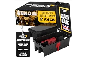 PEST-X PRO Pest X Pro Venom – 2X Pre-Baited Rat Poison Bait Box, Ready-To-Use, Professional Grade, Rat Poisoning Super Strength For Indoor & Outdoor Infestations, Safe & Effective Rat Traps