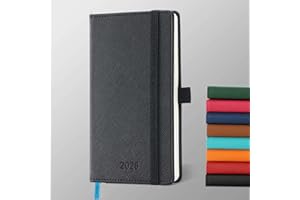 IN-LUXPRO Agenda 2026: Agenda de Poche Semainier A6 Petit 16,4x9,6 cm Planificateur Hebdomadaire D'Jan 2026 à Déc 2026(12 Mois) Scolaire, Papier 100GSM, Couverture PU cuir Noir