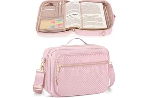Prokva Bible Cover Case for Women, Large Bible Church Bag with Strap, Bible Carrying Case Book Protector with Handle, Pink (Empty Bag Only)