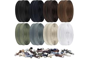 DOITEM 2,8 mm Fermetures à Glissière Ensemble de Fermetures à Glissière Sans Fin en Nylon 22,4 m avec Curseur et Fermeture à Glissière pour la Couture et L'artisanat - 8 Couleurs