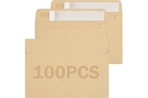 UNCLE PAUL 100 Pack C6 Kraft Self-Seal Envelopes, 162x114mm 90gsm Brown Natural Paper – for Business, Crafts & Bulk Mailing C6BR100