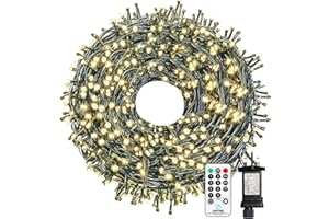 BOWFAR 30M 300 LED Christmas Lights Outdoor, Warm White String Fairy Lights Mains Powered, 8 Modes Waterproof Christmas Tree Lights with Remote for Outside Indoor Party Garden Bedroom Christmas Decorations