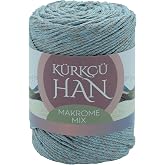 K&uuml;rk&ccedil;&uuml; Han Makrome Mix 200gr 120m Hand Knitted Rope (Light Grey-Blue)