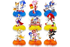 DOYOMTOY 9 STK Zubehör Tischaufsätze Party Waben Mittelstücke für Tischdekoration, Hübsch Partyzubehör Sonic Mittelstücke Tischaufsätze für Kinder Sonic Thema Geburtstag Party Dekoration