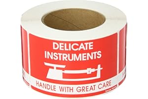 Tape Logic Pressure Sensitive Label, Legend"DELICATE INSTRUMENTS HANDLE WITH GREAT CARE", White/Red (DL1340)
