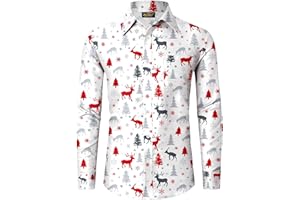 Mainfini Mens Christmas Button Shirts Ugly Xmas Long Sleeve Shirt