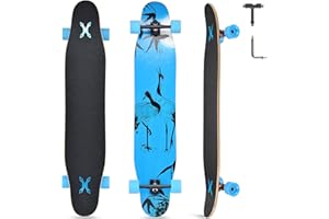 Opurtdor Completo Skateboard para Principiantes, 117x23 cm 8 Capas Monopatín de Madera de Arce con rodamientos ABEC-11 Tabla de Skateboard , Ruedas con Luz LED ,apto para Niñas Niños Adolescentes Adultos