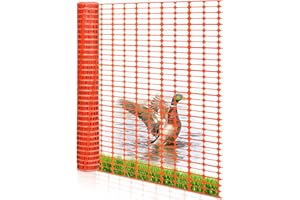Izrielar Schutznetz aus Kunststoff, Warnnetz, Auffangnetz Bauzaun Fangzaun Wildzaun Fangnetz, Sicherheitsnetz, Rolle, Orange, 1 m x 50 m