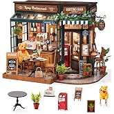 Rolife DIY minyat&uuml;r ev kiti &ccedil;akırkeyif restoran-Model kitleri minyat&uuml;r bebek ev kiti yetişkinler i&ccedil;in Mini ev ev masası kitap