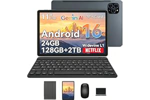 TABWEE Android 16 Tablet 11 inch, 24GB RAM + 128GB ROM/2TB TF, Gemini AI | 8000mAh Battery, Octa-Core T615 Processor, 2GHz, Widevine L1/5G WiFi/5MP+13MPCamera/GPS/Tablet with Keyboard and Mouse