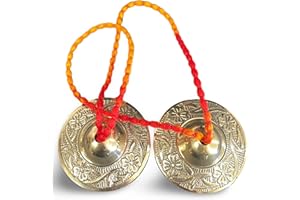 ORIGINAL KIKAN Tingsha tibetano de latón con bolsa de almacenamiento, platillos, campanas, curación, reiki, terapia de sonido, meditación budista, campana de yoga, manjira floral en relieve, apto para veganos