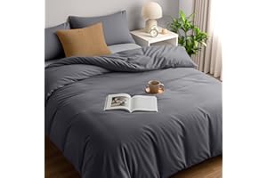 Utopia Bedding Duvet Quilt Cover Set with Pillow cases - Soft Microfibre Polyester, King Size (Grey)