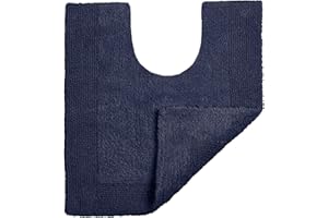 ALLURE BATH FASHIONS Allure Heavyweight Reversible Pedestal Toilet Mat, 100% Cotton, Super soft, Washable, Large Size 55cm x 55cm (Navy)