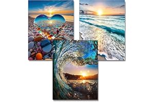 WEMEON Diamond Painting 3er Set Erwachsene, 5D Diamond Painting Strand, Landschaften Diamant Painting for Mosaik Bastelset Erwachsene, 30x40cm