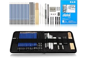 H & B Schizzo Disegno Matita,35 Pezzi Professionali Set di Matite Da Disegno e Schizzi Artistico per Artisti Professionale, Principianti, Studenti